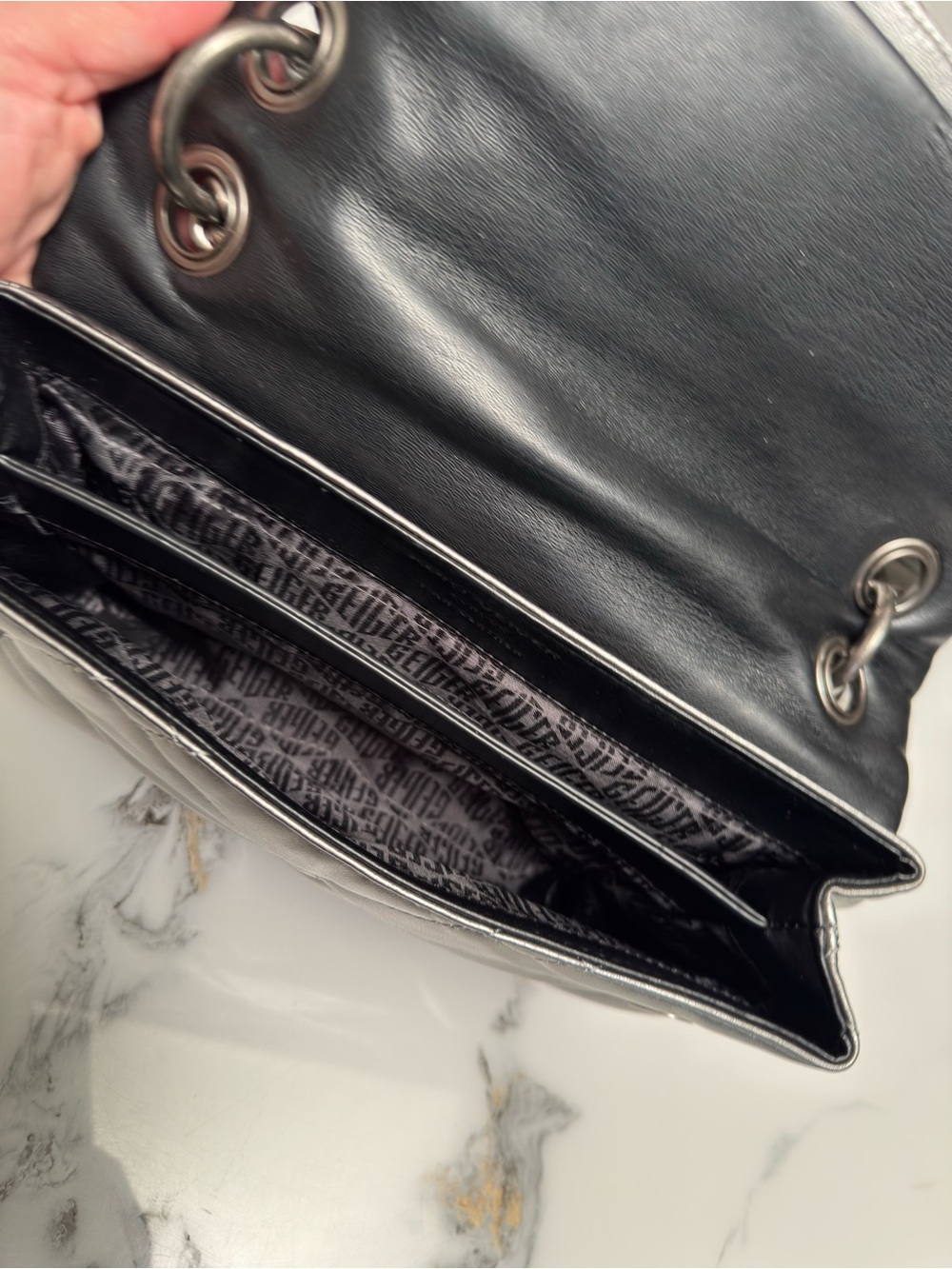 Kurt Geiger Metallic Top-Handle Shoulder Bag - Silver - Picture 5 of 16
